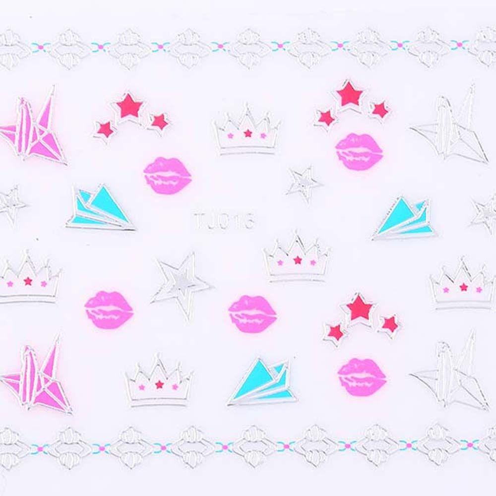 AUGUSTINA Agustina Anak Stiker Kuku 30Pcs /set Perekat Diri Manikur Aksesoris Bunga Bronzing Stiker Kuku