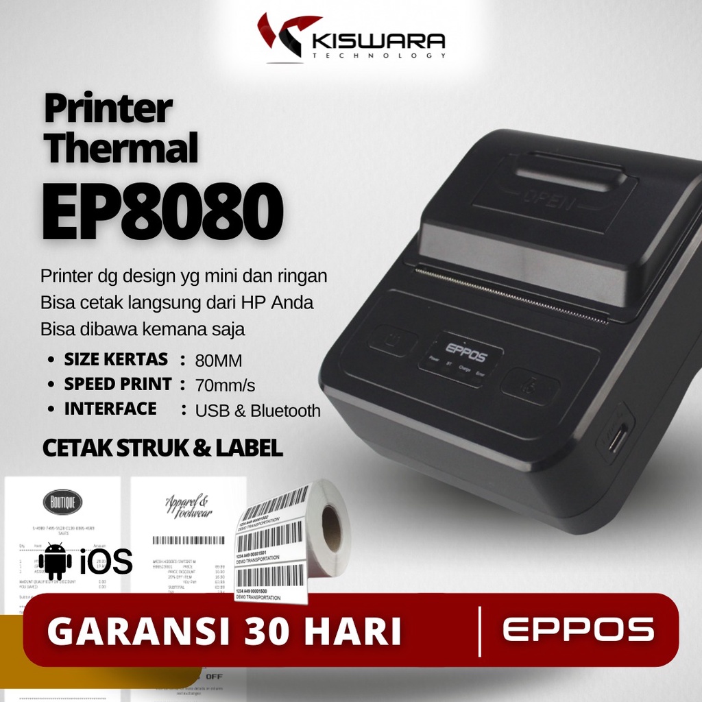 Mini Printer Bluetooth EPPOS 80mm EP8080