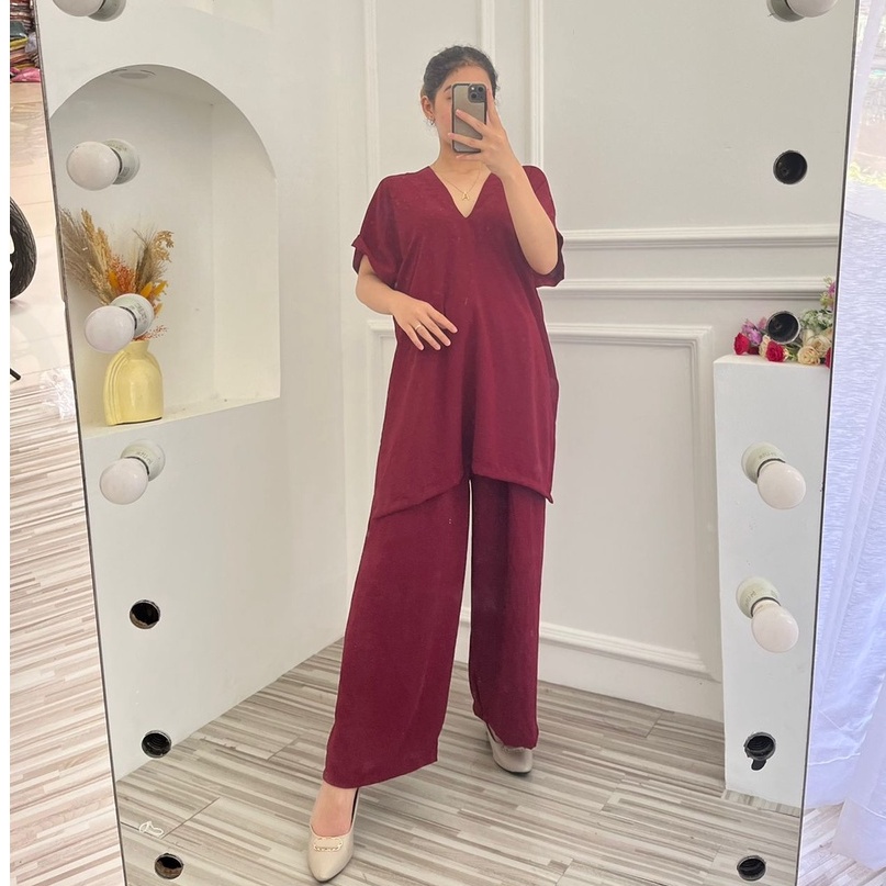 ONE SET NINA LONG SQUARE /PAJAMAS/DAILY SET/SETELAN NAGITA LONG SAUARE/OUTER CRINKLE