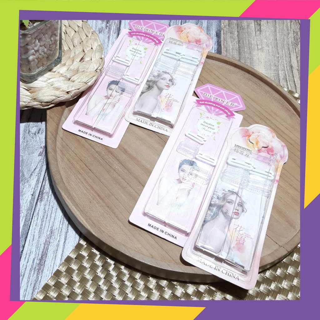 1642 / Tali BH transparan ukuran 1,5 cm / Tali Bra bening model gepeng setelan besi [ kemasan random ]