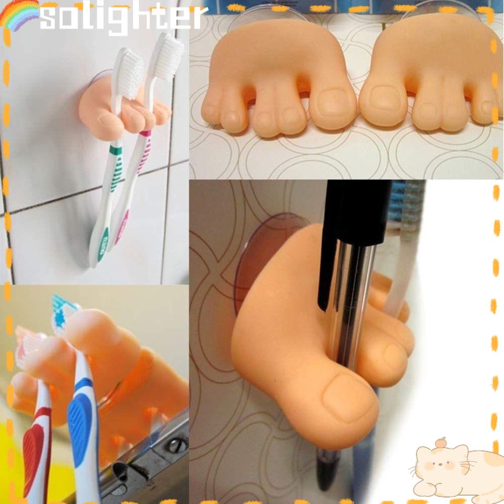 Solighter 1/2pcs Toes Suction Holder Lucu Dengan Sucke Home Dengan Suction Cup Toe Bentuk Kaki Holder