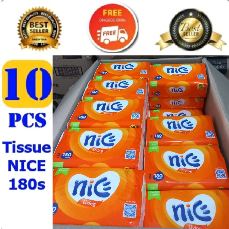 Tisu Tissue Nice Murah Promo PAKET 10 Pack 5 Pack 180 Sheet 2 Ply Atau Tisu Kering