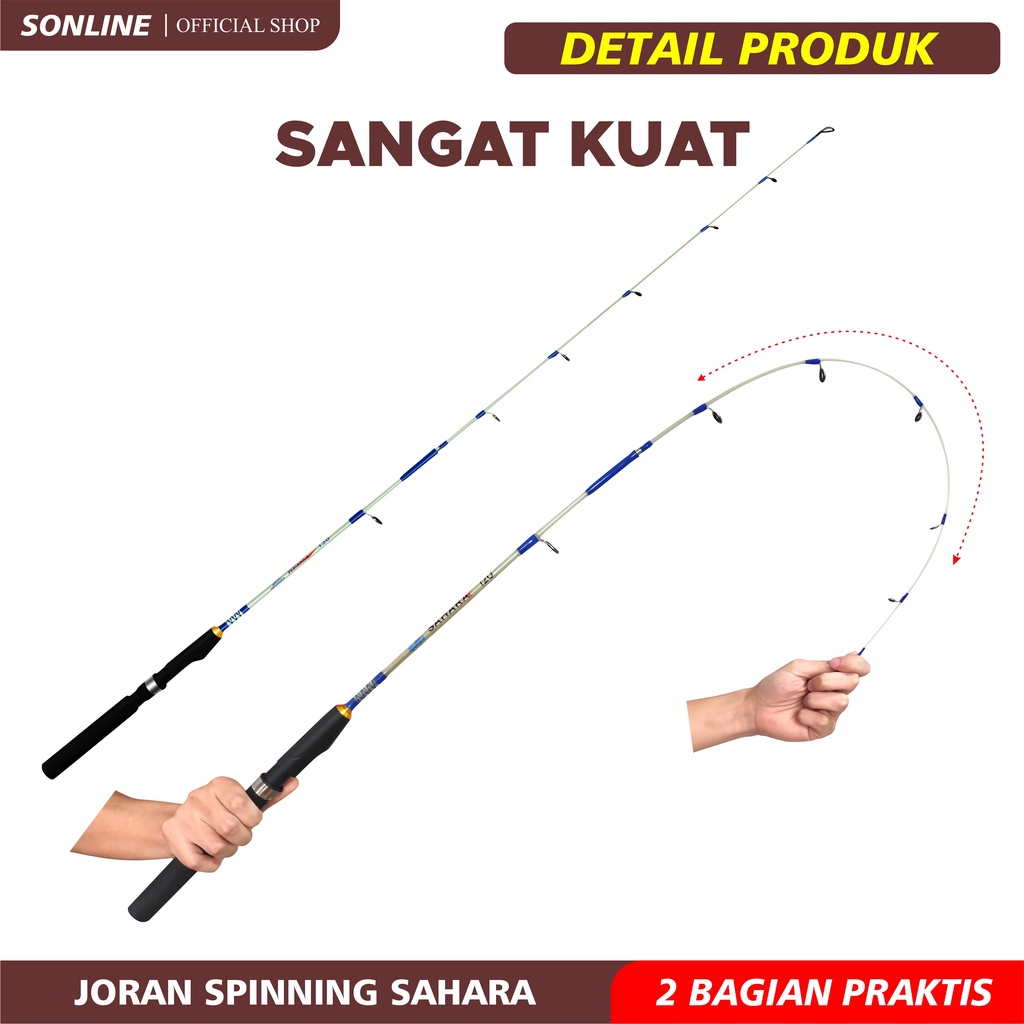 SONLINE- Joran Pancing Model Transparan 1.00m - 1.50m Joran Pancing Bahan Fiber Solid Cocok buat Udang Super Lentur Joran SAHARA