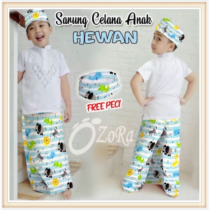 Sarung Celana Anak Laki Laki instan Motif Karakter Sarcel instant TK-SD Balita Kecil Kids Free Peci
