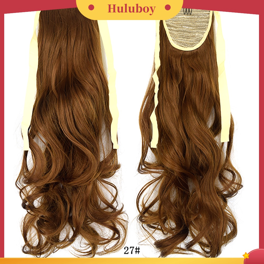 Wig Rambut Palsu Ponytail Extension Keriting Bahan Serat Sintetis Ukuran 20 inch