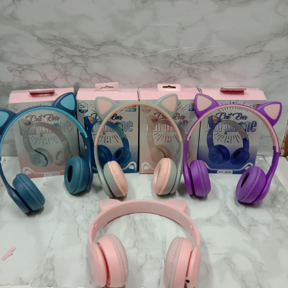 Murah Meriah Headphone Wireless Cat Ear LED XY 205  / Cat Ear Noise Cancelling Headphone Bluetooth 5