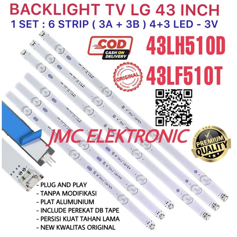 BACKLIGHT TV LED LG 43 INCH 43LH510D 43LF510T 43LH510 43LF510 LAMPU BL LG 43 IN 7K 3V