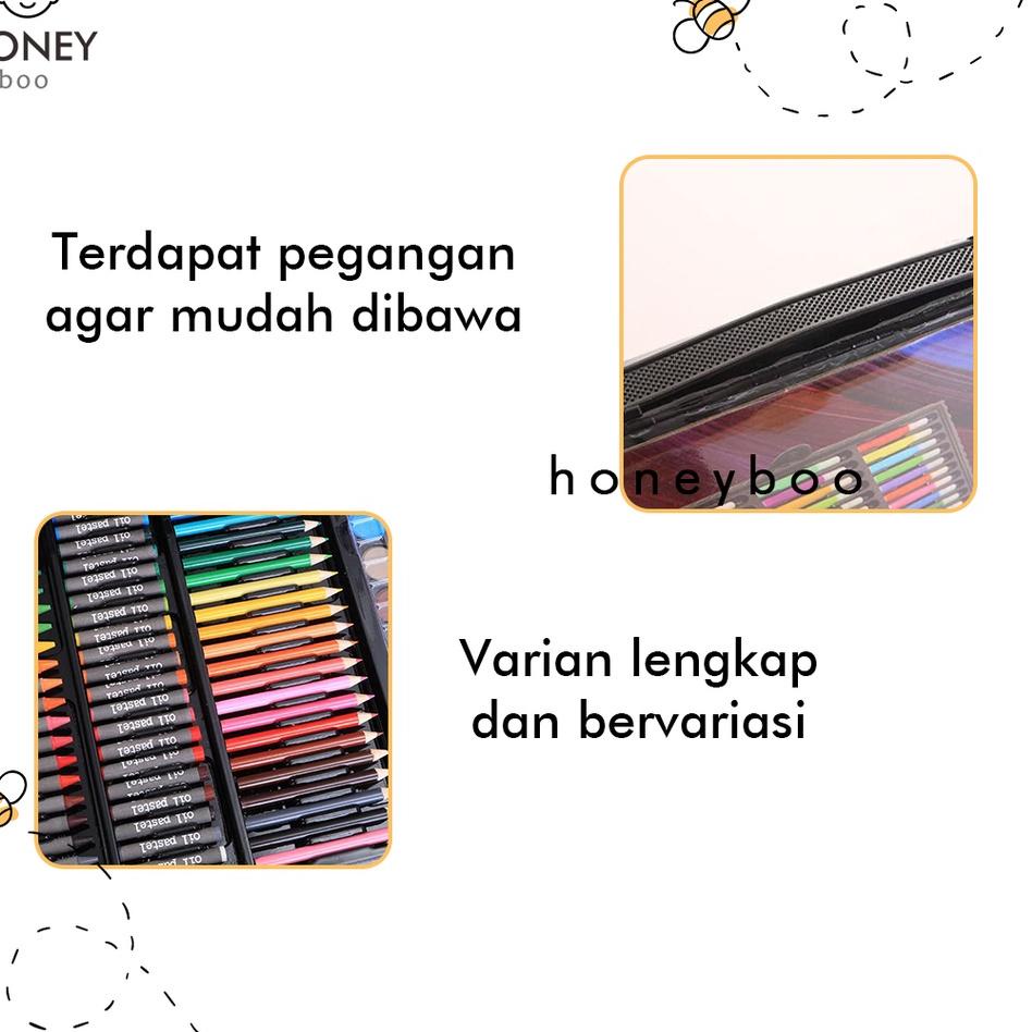 

[C-75 ㊛] Honey Boo - Krayon Anak Set Koper 150 in 1 Crayon Full Alat Melukis Mewarnai Set-trending