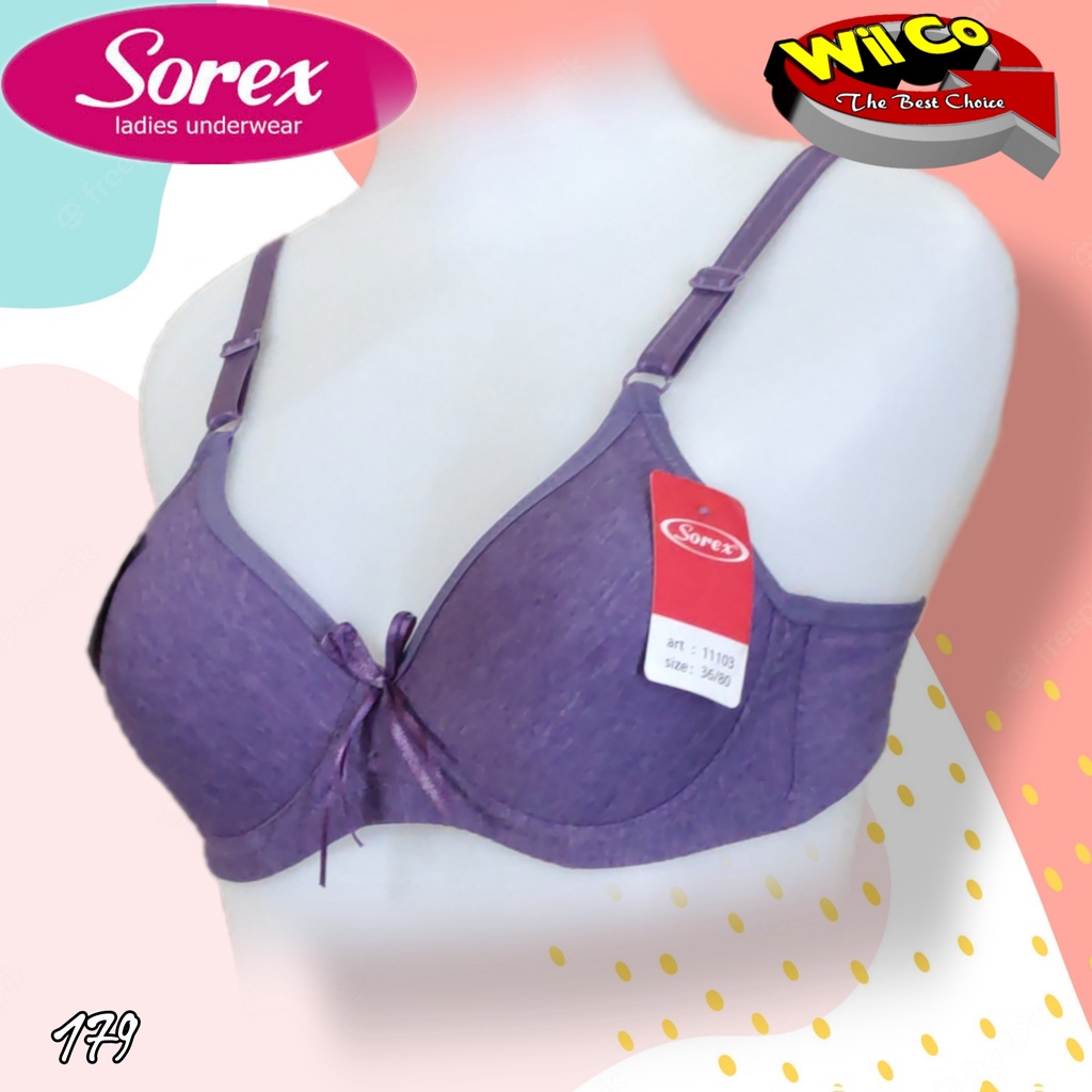 K179 - BRA/BH WANITA SOREX BUSA TIPIS TANPA KAWAT DUA PENGAIT UKURAN 32-38 CUP B