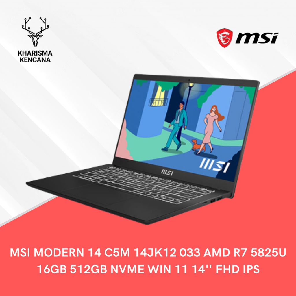 MSI MODERN 14 C5M 033 AMD R7 5825U 16GB 512GB NVME WIN11 14'' FHD IPS