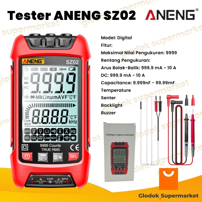 Multitester True RMS Aneng SZ02 Multimeter NCV 9999 Counts