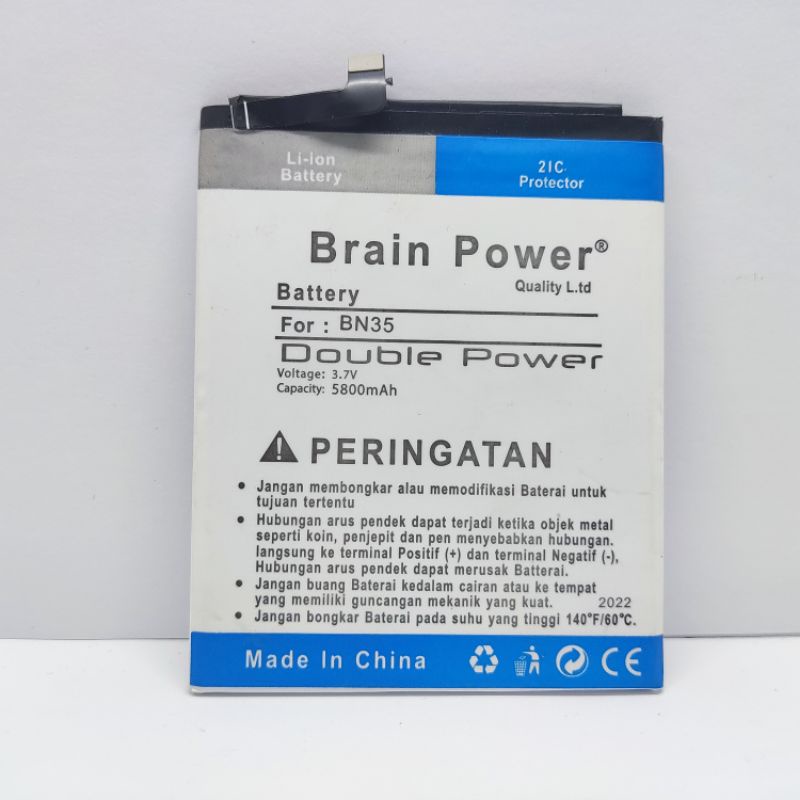 Baterai Batre Battery Xiaomi Redmi 5 BN35 DOUBLE POWER BRAIN 5800 MAH