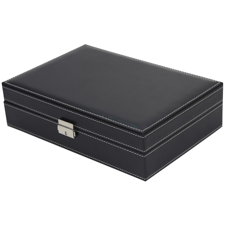 JOCESTYLE Kotak Jam Tangan Watch Jewelry Box Kulit 8 + 2 Mixed Grids - JO12 - Black - 7RWS1NBK