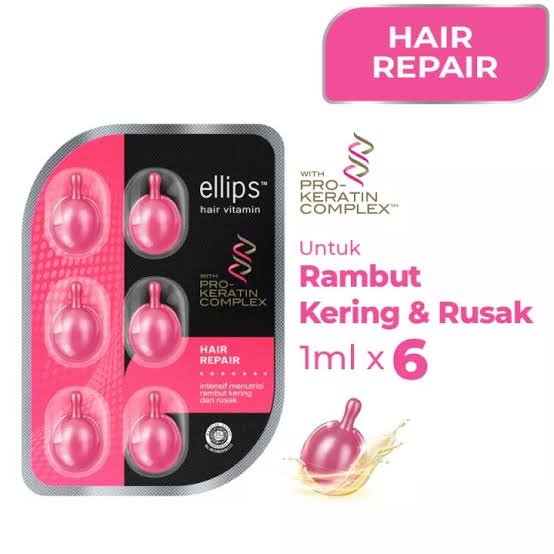 ELLIPS Hair Vitamin Rambut Pro Keratin Complex Strip 1 ml Isi 6 Kapsul (GFARMA/BISA COD) ORIGINAL-BPOM