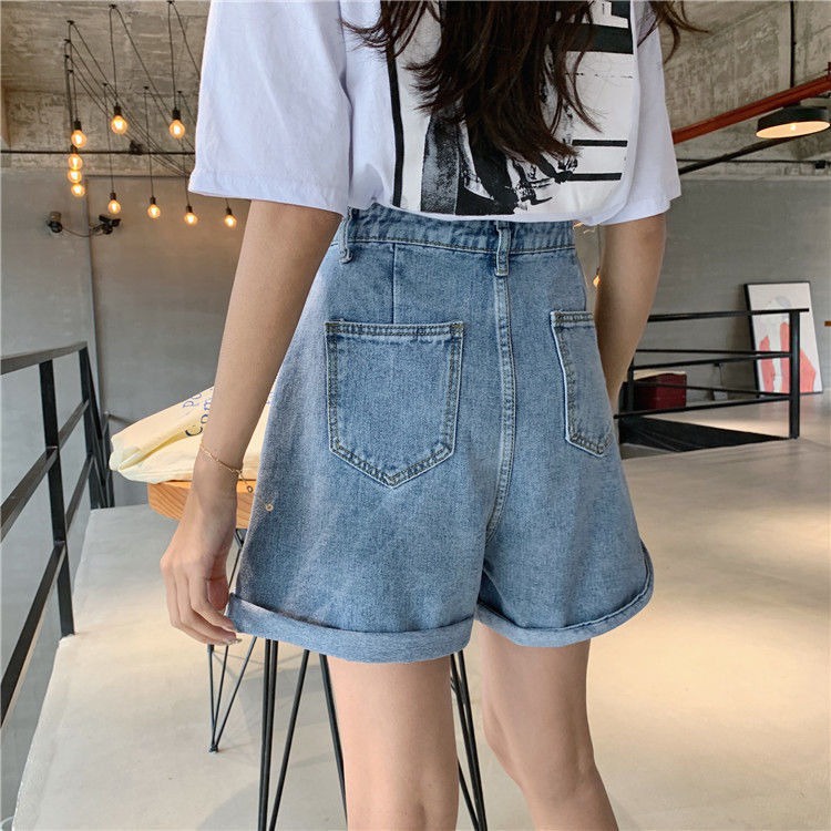celana jeans pendek wanita korean style highwaist dewasa kulot jeans jumbo kekinian hot pants 2023