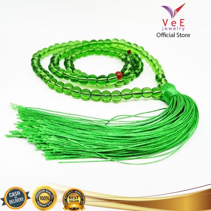 Tasbih 99 Butir Batu Giok Asli 8mm Hijau Tua- VeE Kalung Tasbih Muslim