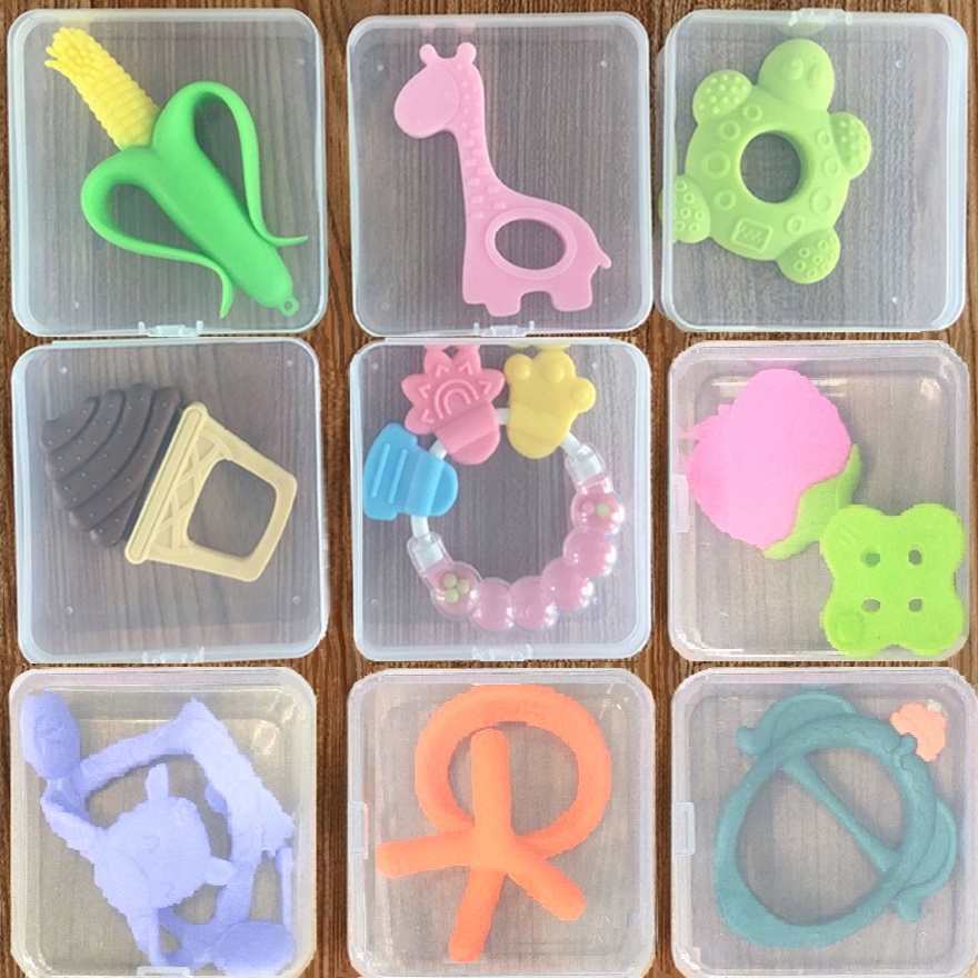 LIGERA Kotak Penyimpanan Teether Bayi / Case Plastik Transparan Persegi Serbaguna/ Tempat Dot Empeng