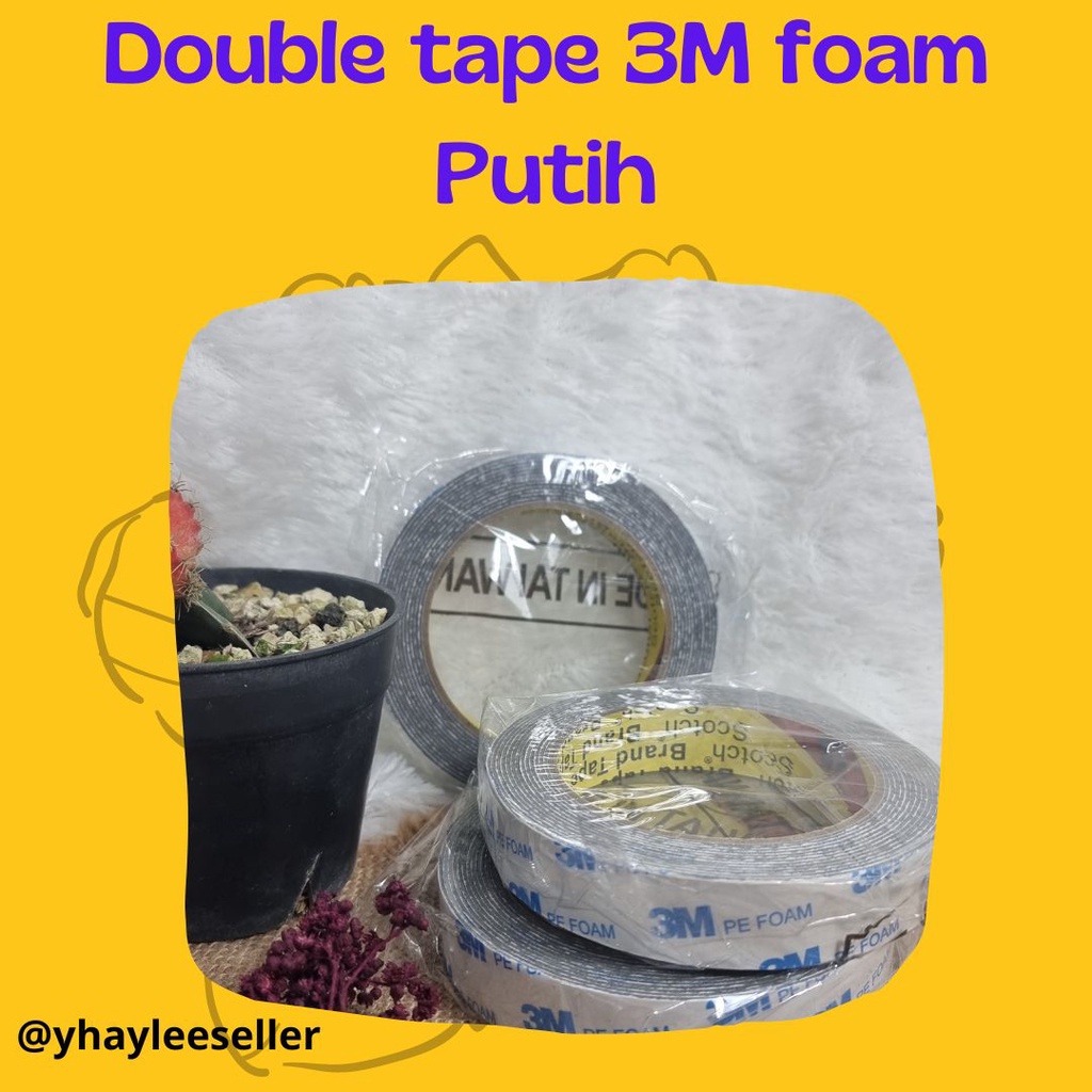 

✔✔ 3M PE Foam 1600TG Double Tape 24mm x 4mtr / Double tape 3m Original / 2cm x 4.5M Foam Putih / DOUBLE TAPE 3M