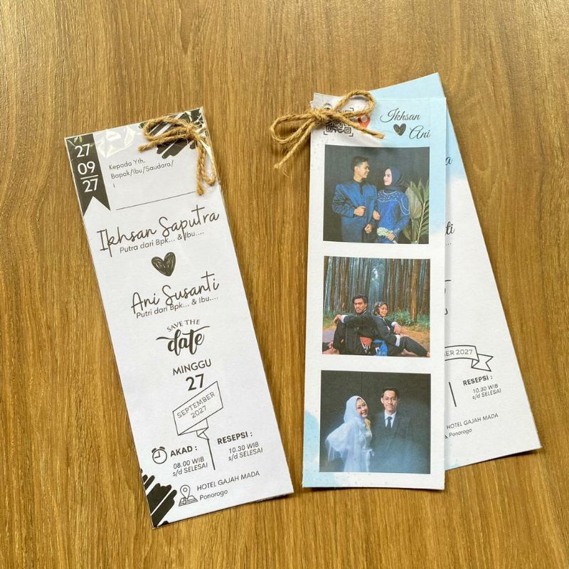 WEDDING INVITATION RUSTIC HANGTAG AESTHETIC UNIK ELEGAN MURAH EKONOMI UK 7X20 VBU 024