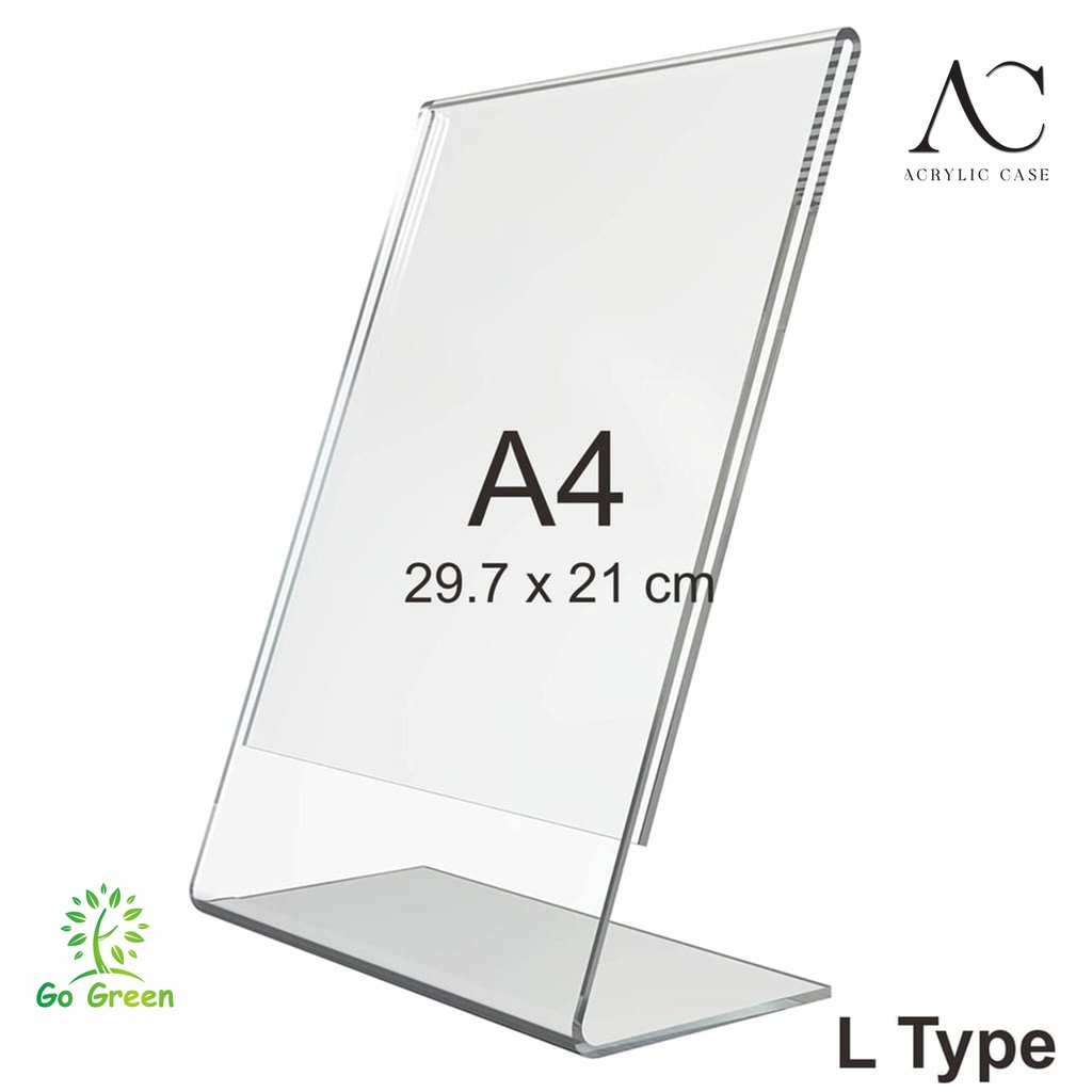 

Acrylic Tent Card Holder A4 / Tempat Brosur Meja Akrilik A4 L Type / A4 L Type