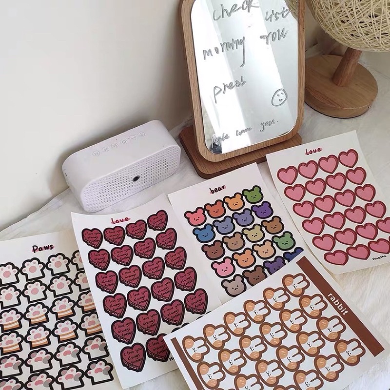 

Bunnie Bear Decorative Stickers DIY (2 lembar) stiker motif lucu TS002