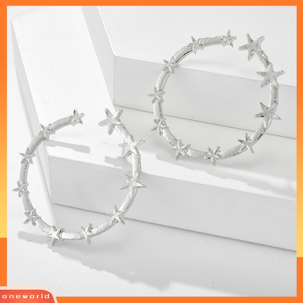 [WONE] Fashion Wanita Terbuka Bintang Besar Lingkaran Liontin Anting Hoop Pesta Liburan Perhiasan
