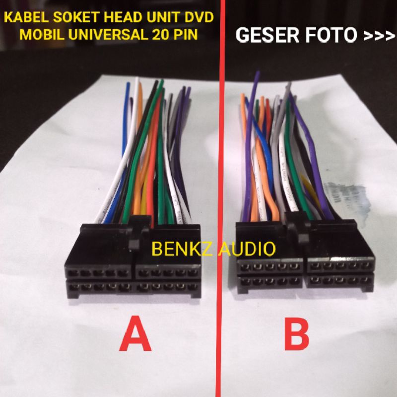Soket headunit dvd tape mobil universal 20 pin