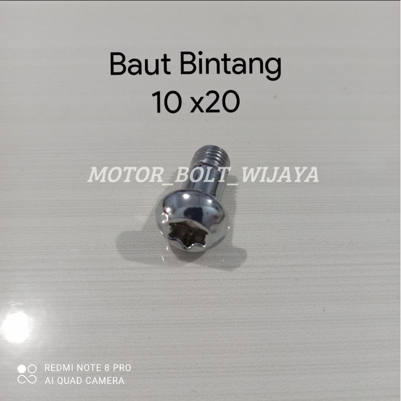 Baut Bintang M10 x 20 Baut 14 Isi 1 Pcs