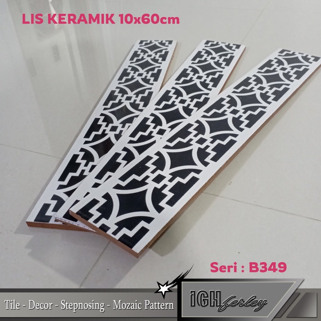 Lis Keramik Dinding 10x60cm Motif Dekor geometri