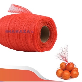 BARU POLYNET ROLL JARING BUAH 100M KANTONG JARING RAMBANG WARING BUAH 100M - Merah