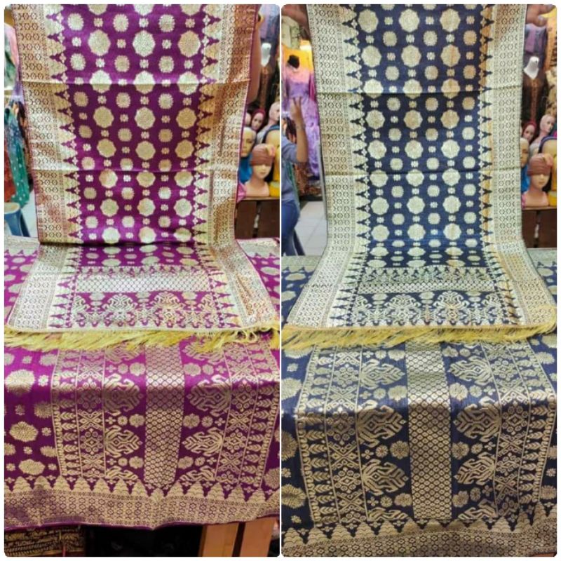 songket palembang magenta biru navy