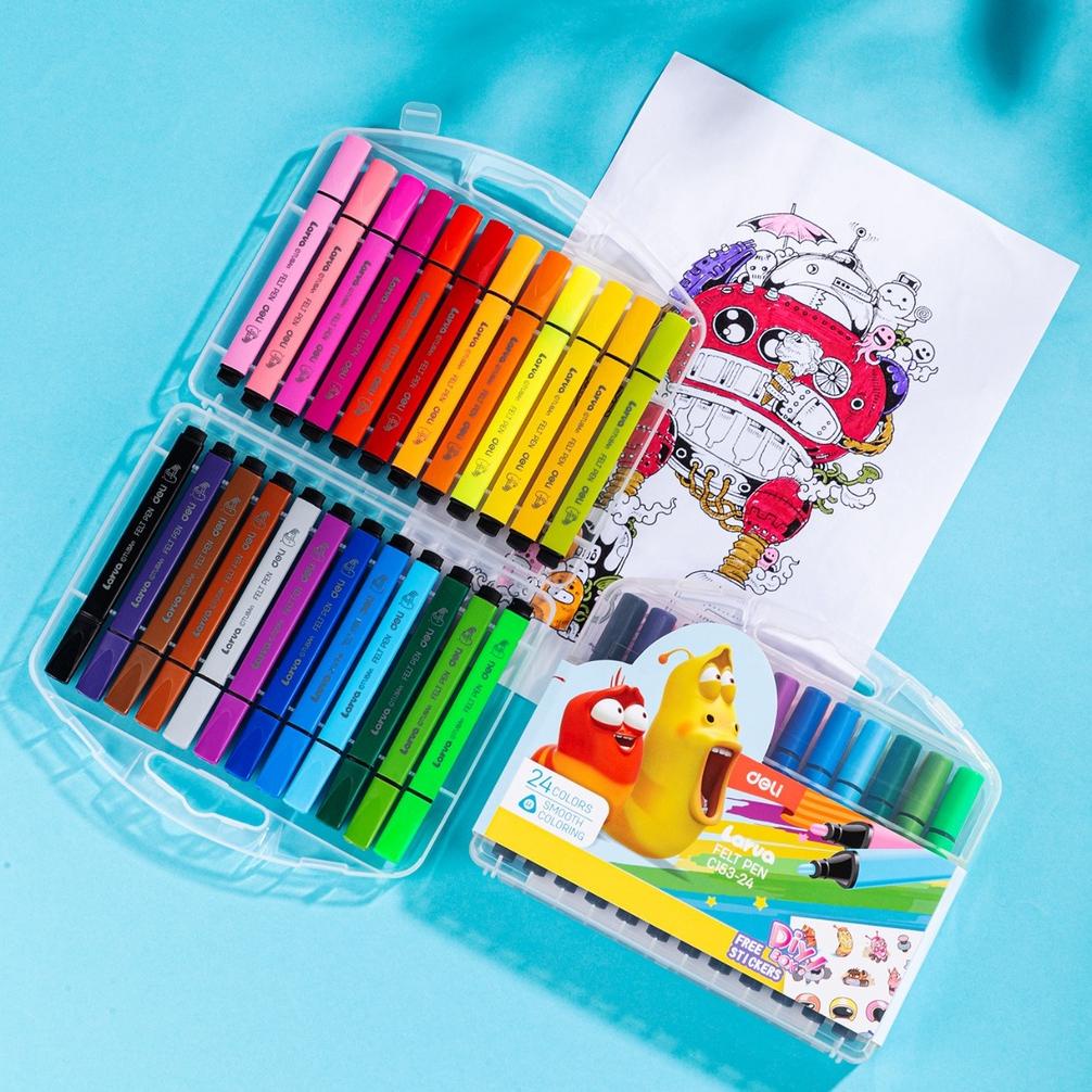 

Model Baru Deli Larva Felt Pen / Spidol Warna 12/24 Warna Mudah Dicuci Warna Cerah Dan Tebal Ec153