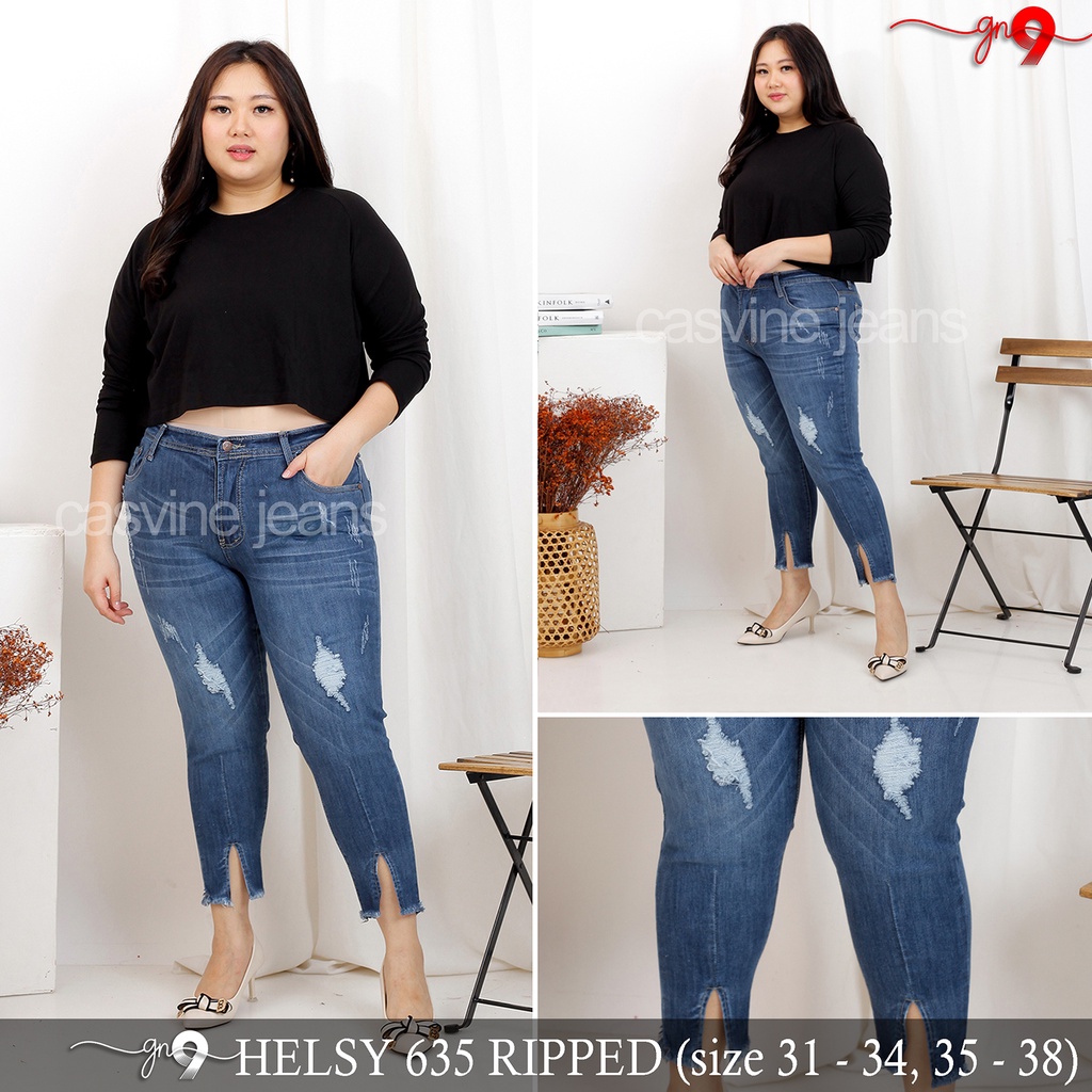 CELANA JEANS RIPPED HELSINKI 635 SLIT BIGSIZE JUMBO SOBEK DESTROY