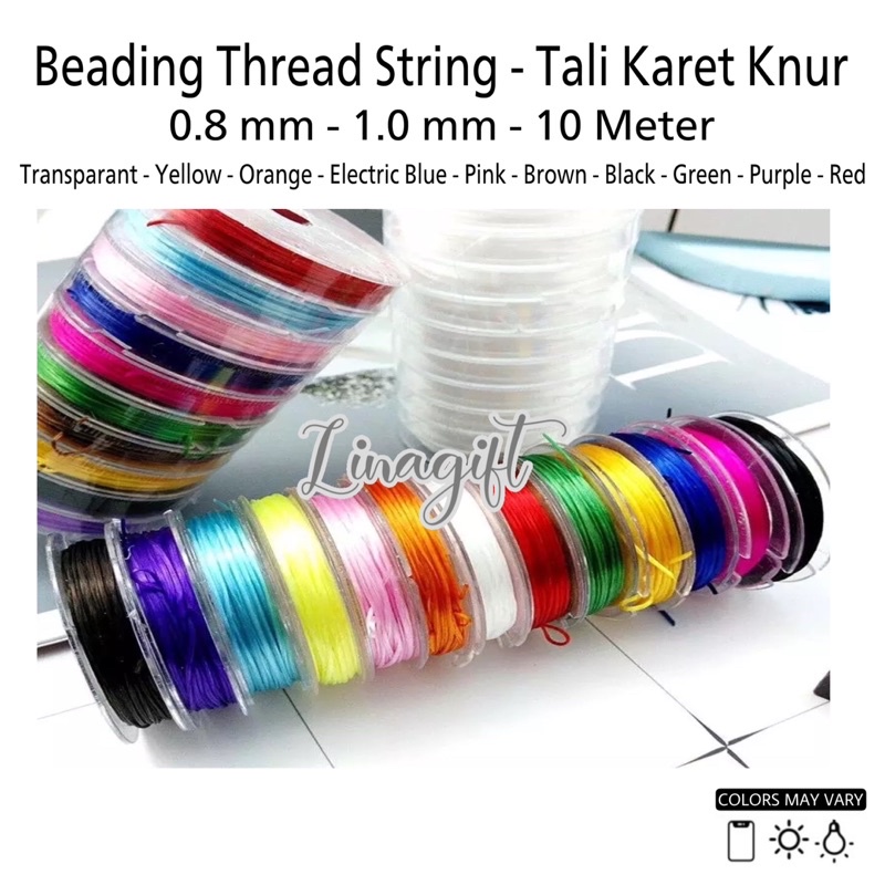 ( Rol 10 Meter ) ELASTIC CRYSTAL BAND - NYLON THREAD - TALI SENAR KARET ELASTIC KENUR BENING / ELASTIS KNUR WARNA 0.8MM - 1.0MM COCOK GELANG / KALUNG / AKSESORIS / DIY / KERAJINAN TANGAN