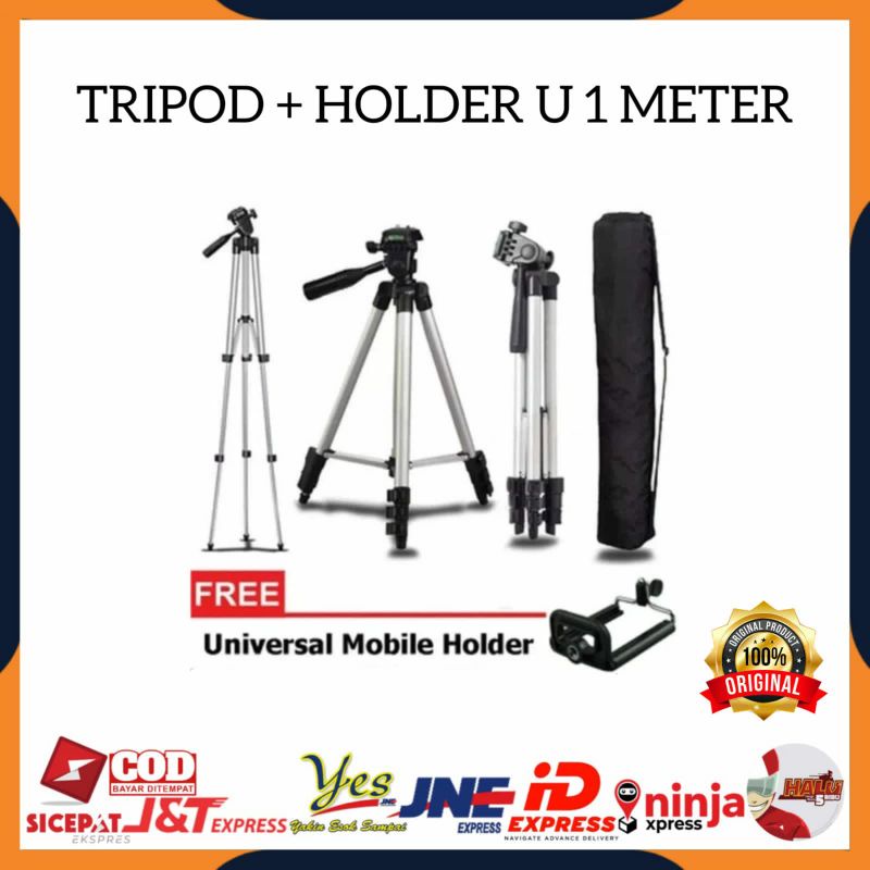 [COD] TRIPOD + HOLDER U 1 METER / STABILIZER UNTUK CAMERA KAMERA DSLR DIGITAL DAN HP HANDPHONE / TRIPOD 1M