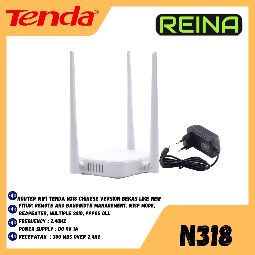 ROUTER WIFI TENDA N318 ENGLISH VERSION BEKAS LIKE NEW