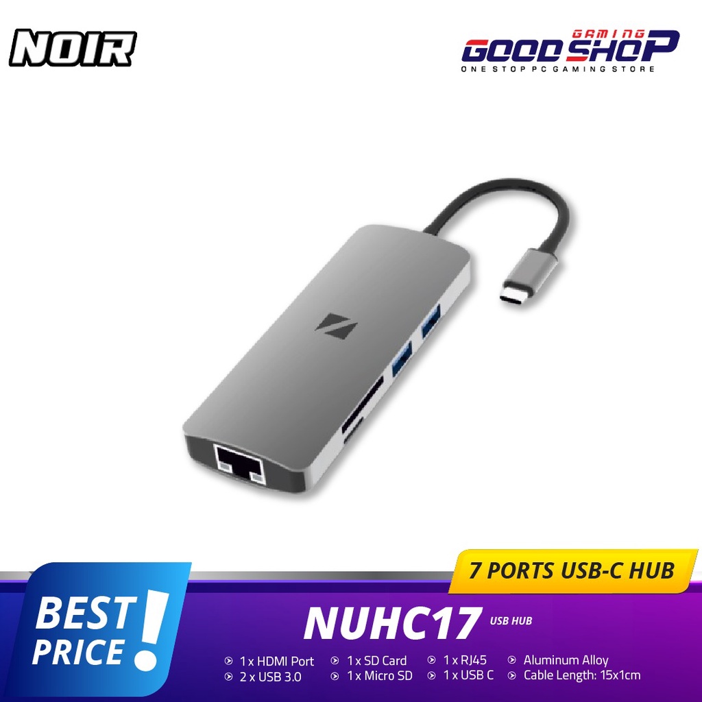 NOIR 7 in 1 USB TYPE C HUB TO HDMI 4K USB 3.0 FAST CHARGING MACBOOK