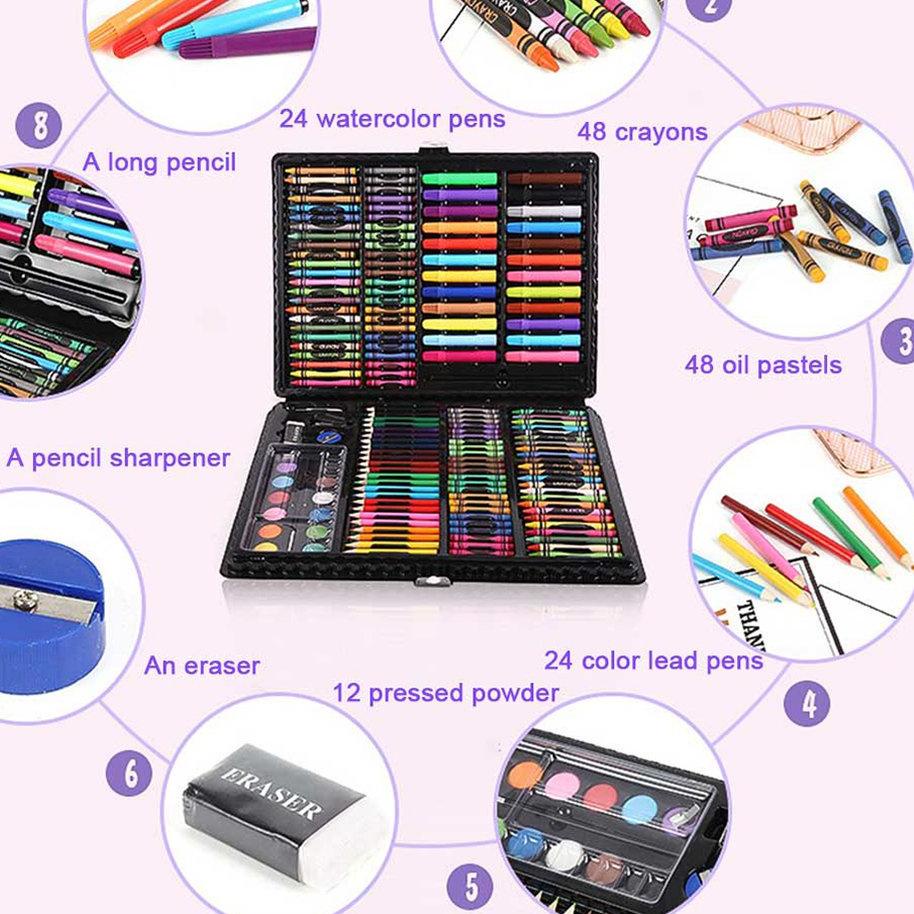 

Hot Sale - 208pcs Crayon Anak Pengasah Set Alat Menggambar Melukis Anak-anak Crayon Cat Air Pensil パ