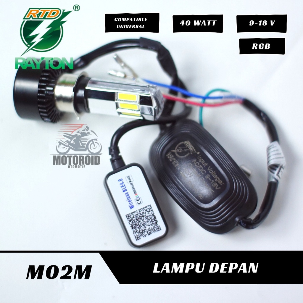 LAMPU DEPAN RAYTON Led Otomotif M02M Rgb REMOT VIA HANDPHONE Original Lampu