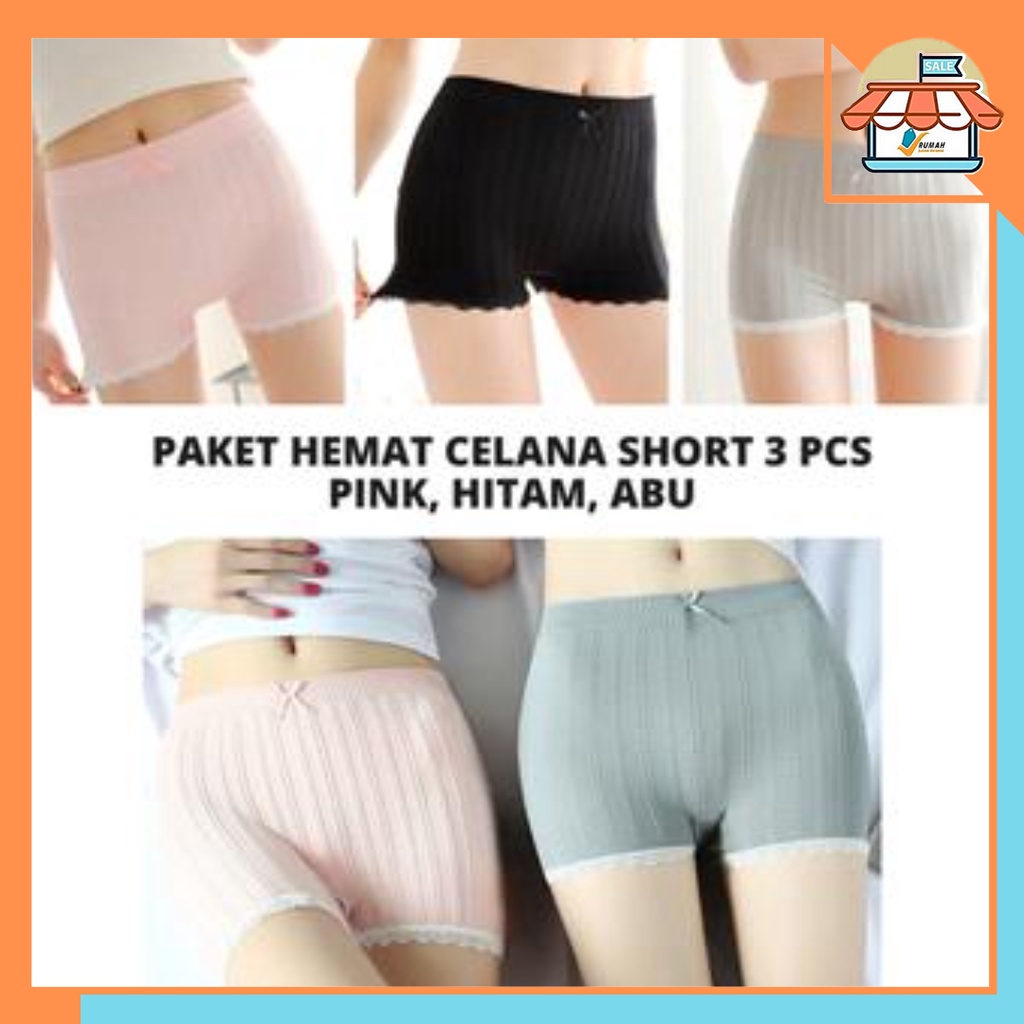 RSB PAKET HEMAT 3PCS Celana Pendek Wanita Pakaian Dalam Short Underwear Seamless