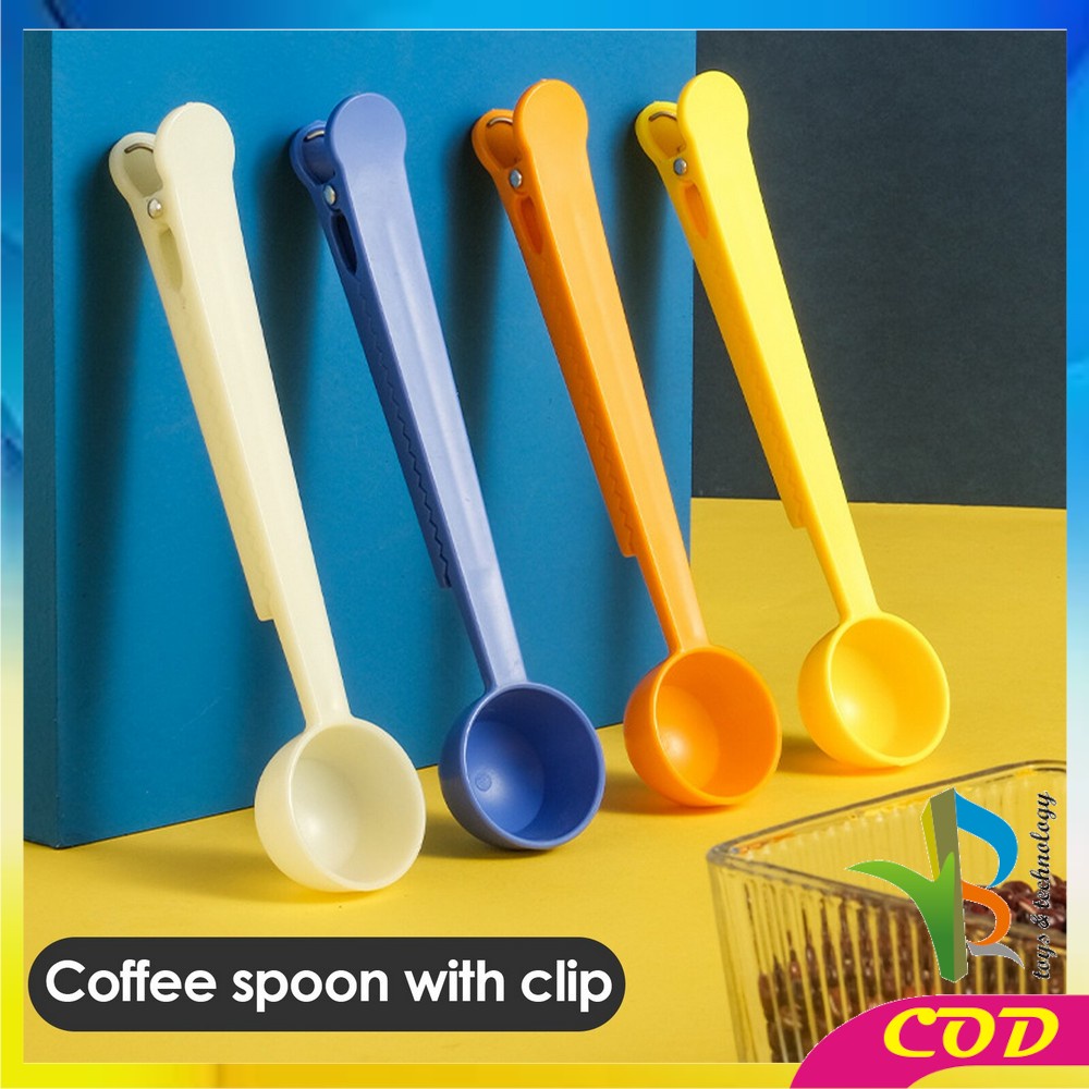 RB-C512 Sendok Takar 2in1 Dengan Klip Segel Penjepit Multifungsi / Sendok Kopi Bahan Plastik Jepit Bungkus / Measuring Spoon With Sealing Clip