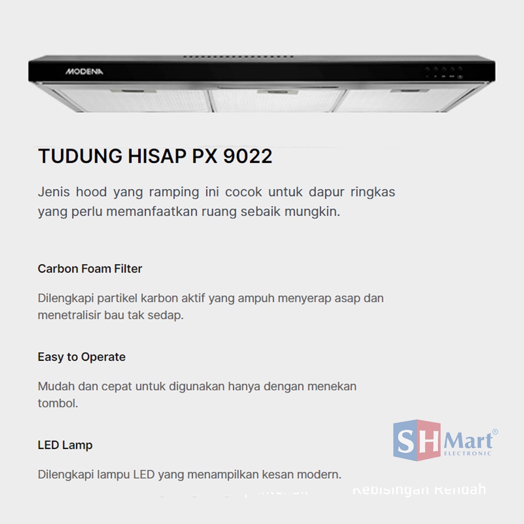 COOKER HOOD MODENA 90 CM PX-9022 / PX9022 SLIM HOOD PENGHISAP ASAP DAPUR GARANSI RESMI