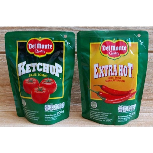 

Delmonte saus tomat dan saus sambal extra hot pouch 200 gr