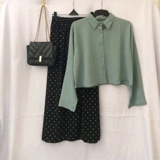 Image of ONE SET HANIN CRINKLE CROP ROK POLKA TERBARU