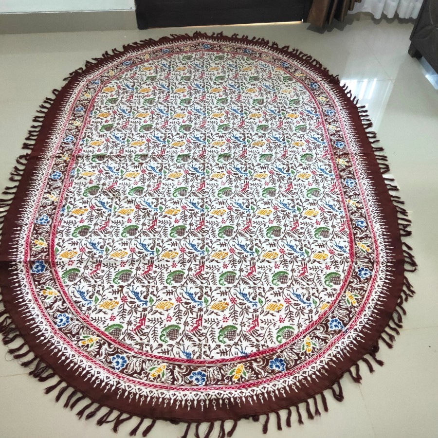 Taplak Meja Makan - Taplak Meja Batik Makan Oval Tulis 8 Kursi