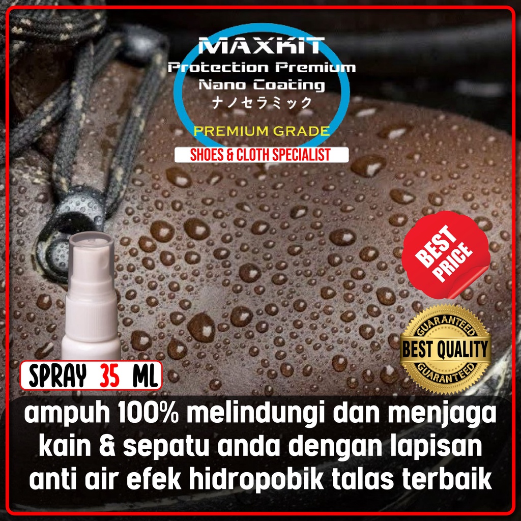 CAIRAN ANTI AIR UNTUK KAIN Dan KULIT 35 ml Pelapis Sepatu Anti Air Untuk Jaket Jas Hujan Spray Caira