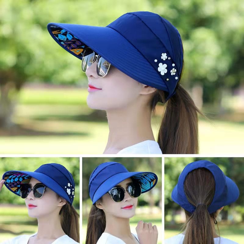 HZ Topi Visor Lipat Wanita Casual Import Pelindung Sinar UV Anti UV Untuk Pantai