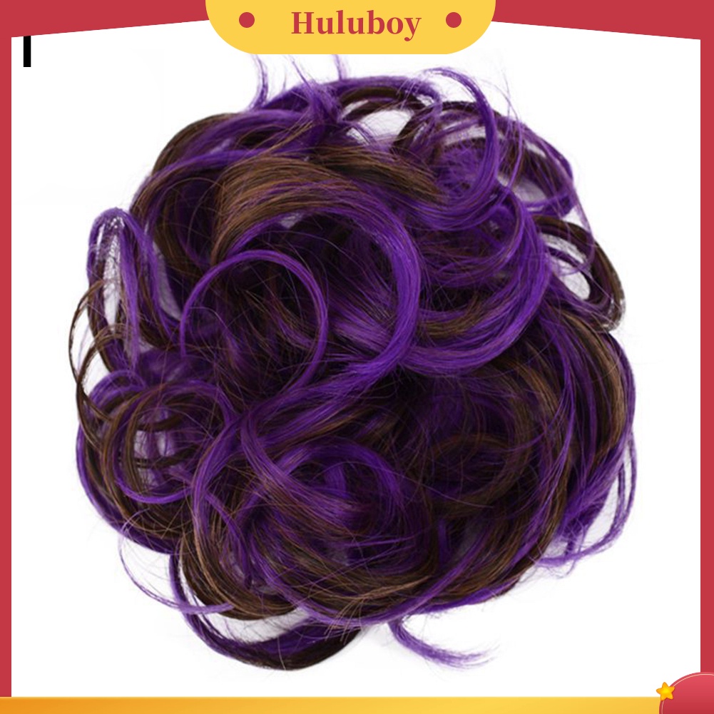 Wig Rambut Ekstensi Model Keriting Gelombang Messy Donut Chignons Untuk Wanita