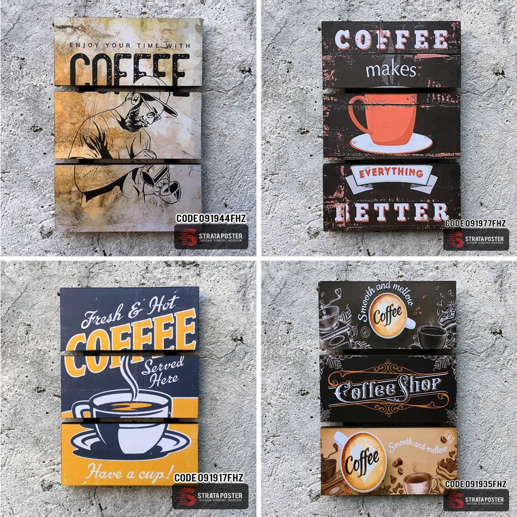 Hiasan dinding cafe Poster kopi Dekorasi ruangan aesthetic Wall decor puzzle