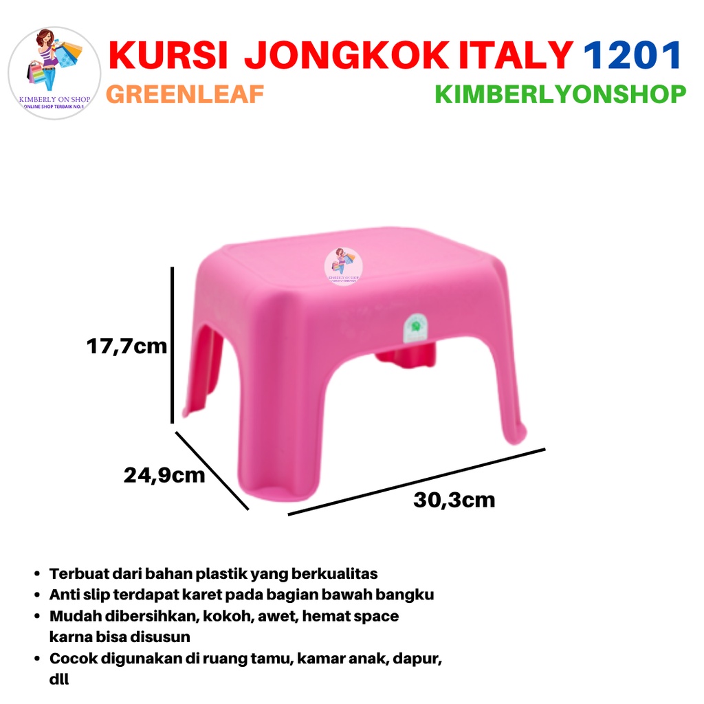 Kursi Bangku Jongkok Plastik Italy 1201 Green Leaf